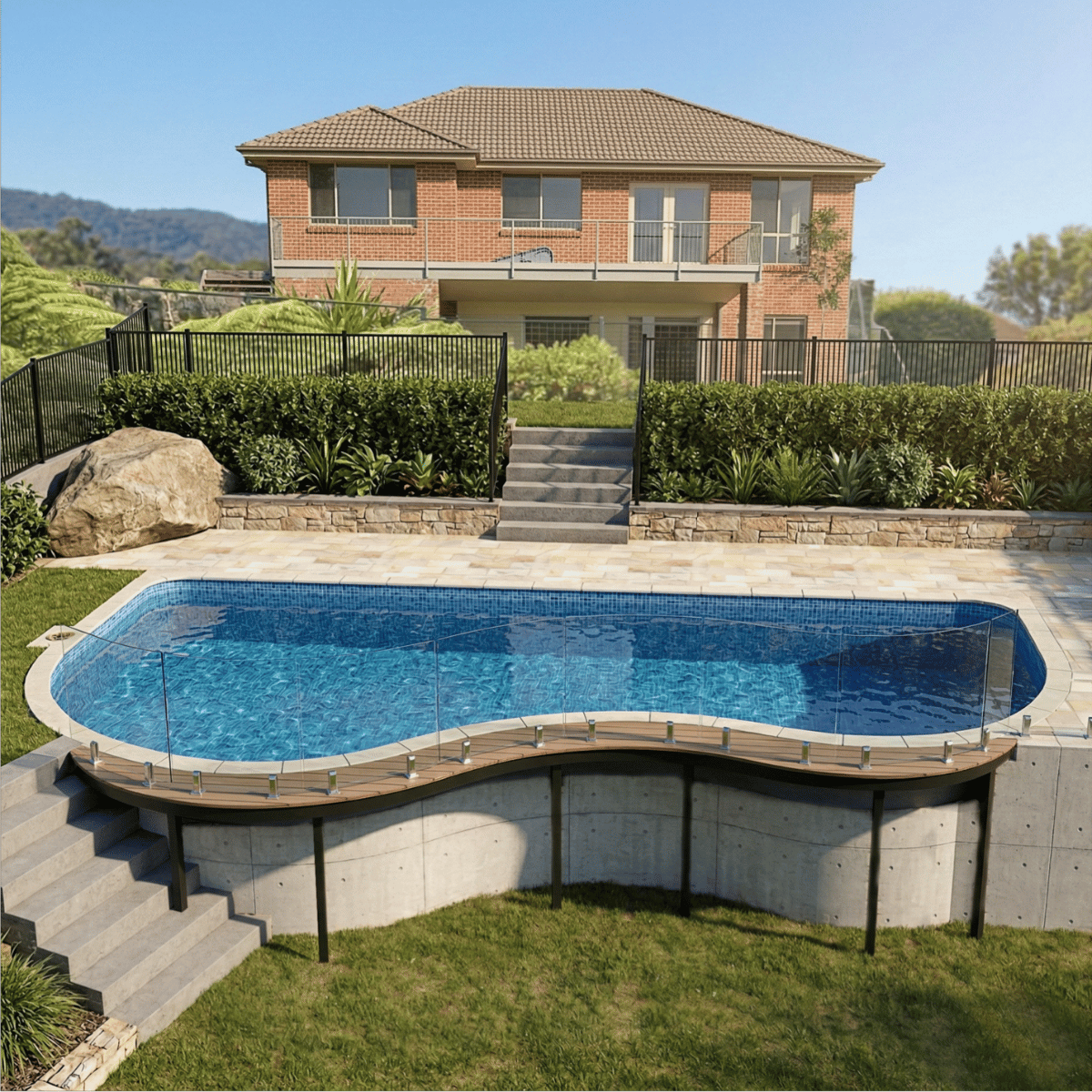 Pool Deck And Glass Fence Birds Eye View Concept Plan Example 1 1200x1200px